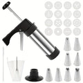 Cookie Press Kit Stainless Steel – 16 Cookie Discs & 8 Icing Tips, Biscuit Press Maker for Christmas Holiday Baking