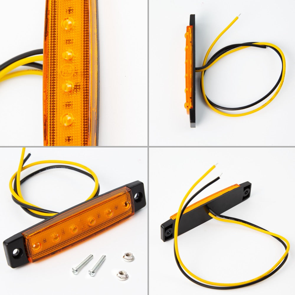 LED Side Marker Lights 20pcs 12V – 3.8" 6-LED Front Rear Indicator Lamps for Truck Trailer Lorry Bus Car | 10 Red & 10 Amber | High