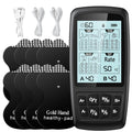 Dual-Channel TENS and EMS Stimulator with Four Electrode Pads in Black 36-Mode or White Versions