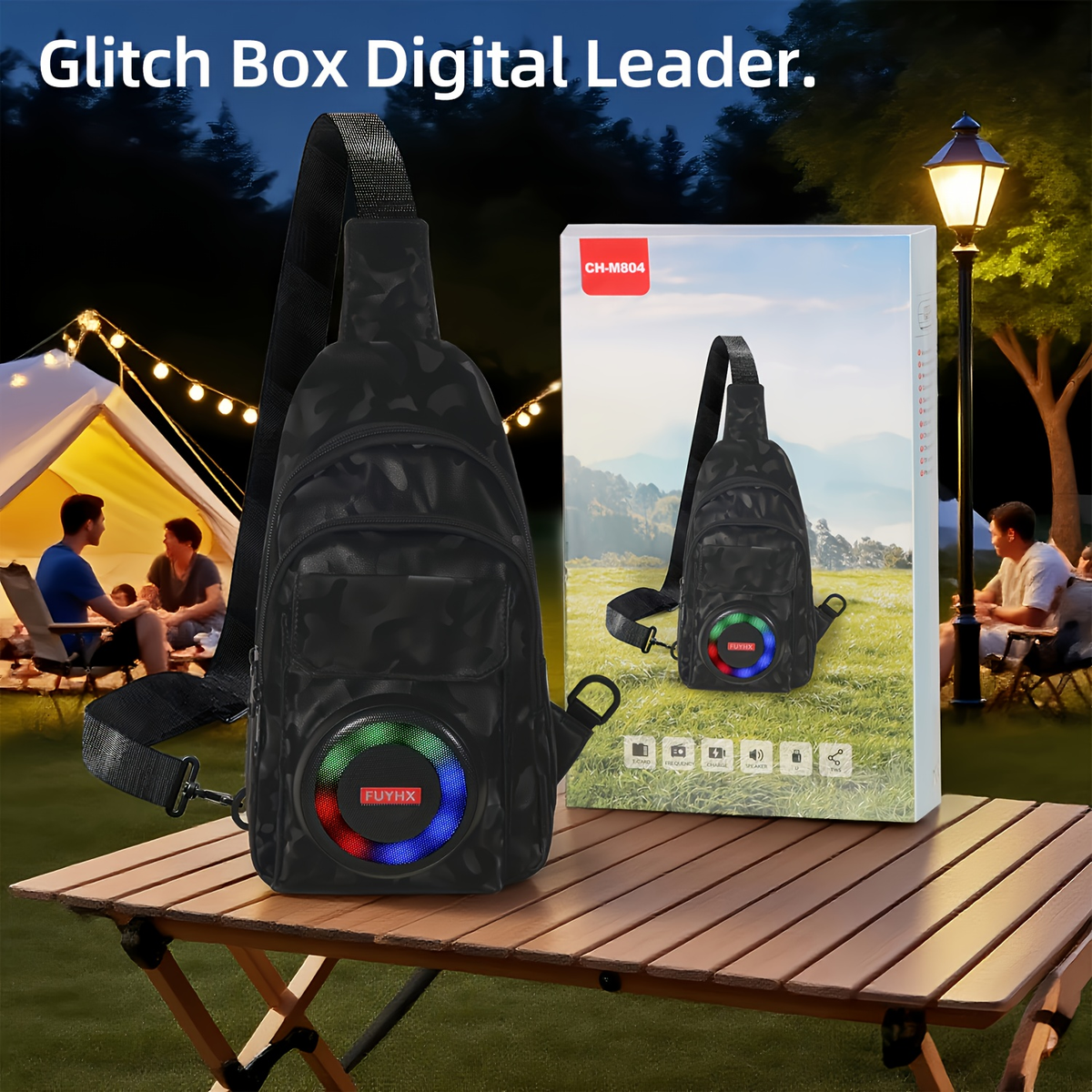 Portable Speaker Chest Bag with Built-in Amplifier, Tour Guide Wearable Sound System, USB Charging Crossbody Bag for Outdoor Park Strolls