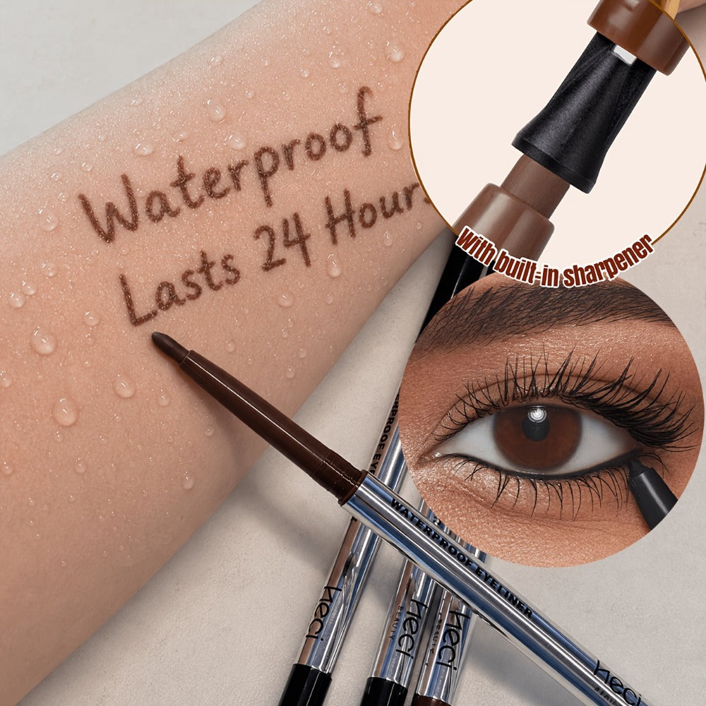 Quick-Dry Brown & Black Gel Eyeliner Pencil 3 Pack Waterproof Smudge-Proof, for Makeup, Travel and Everyday Vanity Use