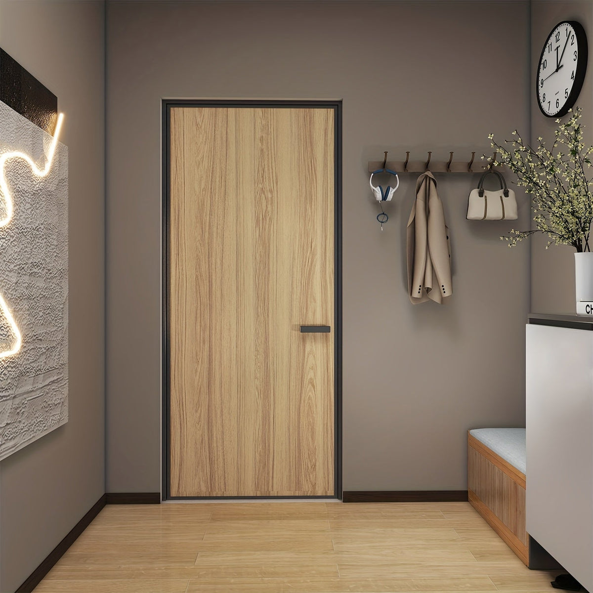 Wood Grain Door Sticker Self-Adhesive Removable Peel & Stick Door Wrap Film Vinyl Decal, for Entryways, Bedrooms and Living Spaces