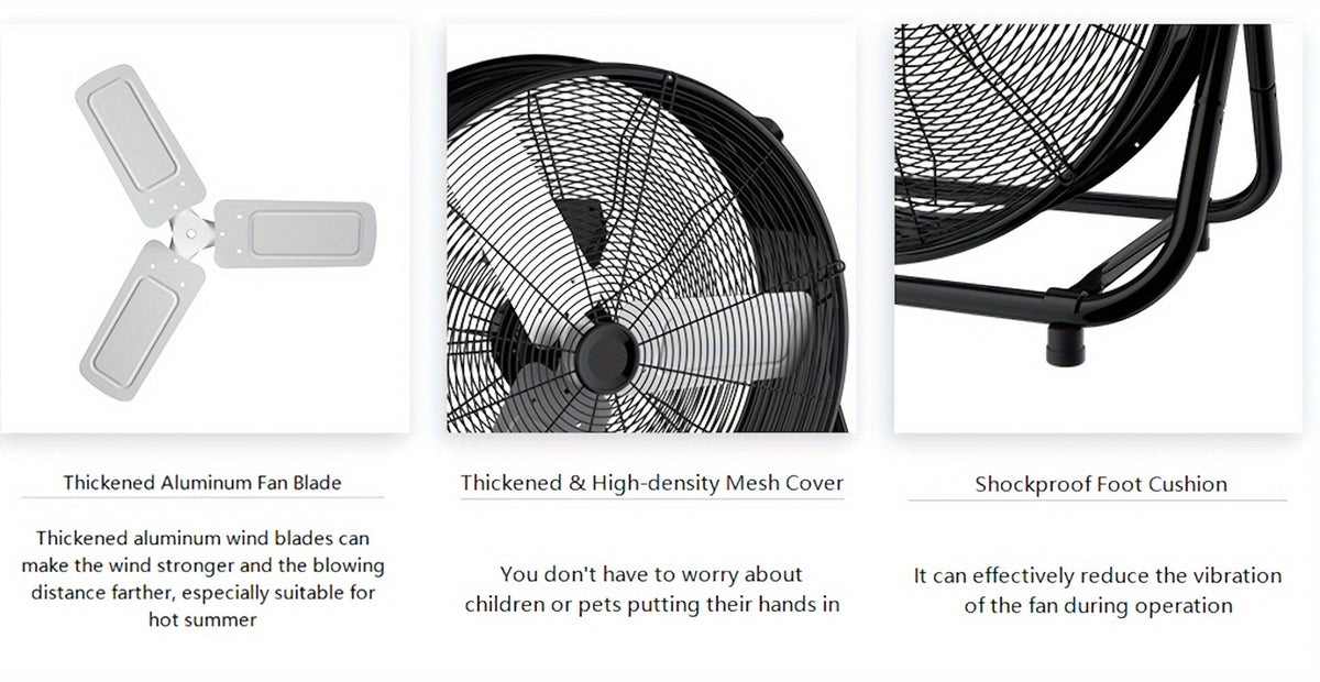Industrial Drum Floor Fan with Three Speeds, Tilt Frame and 24- or 30-Inch Black, Orange, Green or Yellow Options