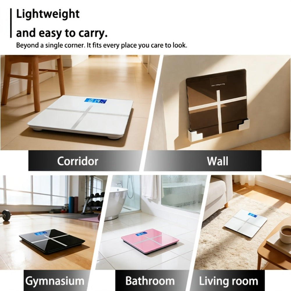 Digital Bathroom Scale with LCD Temperature Display – 396 lb High-Precision Weight Scale, KG/Pounds Switchable, Wide Non-Slip Platform