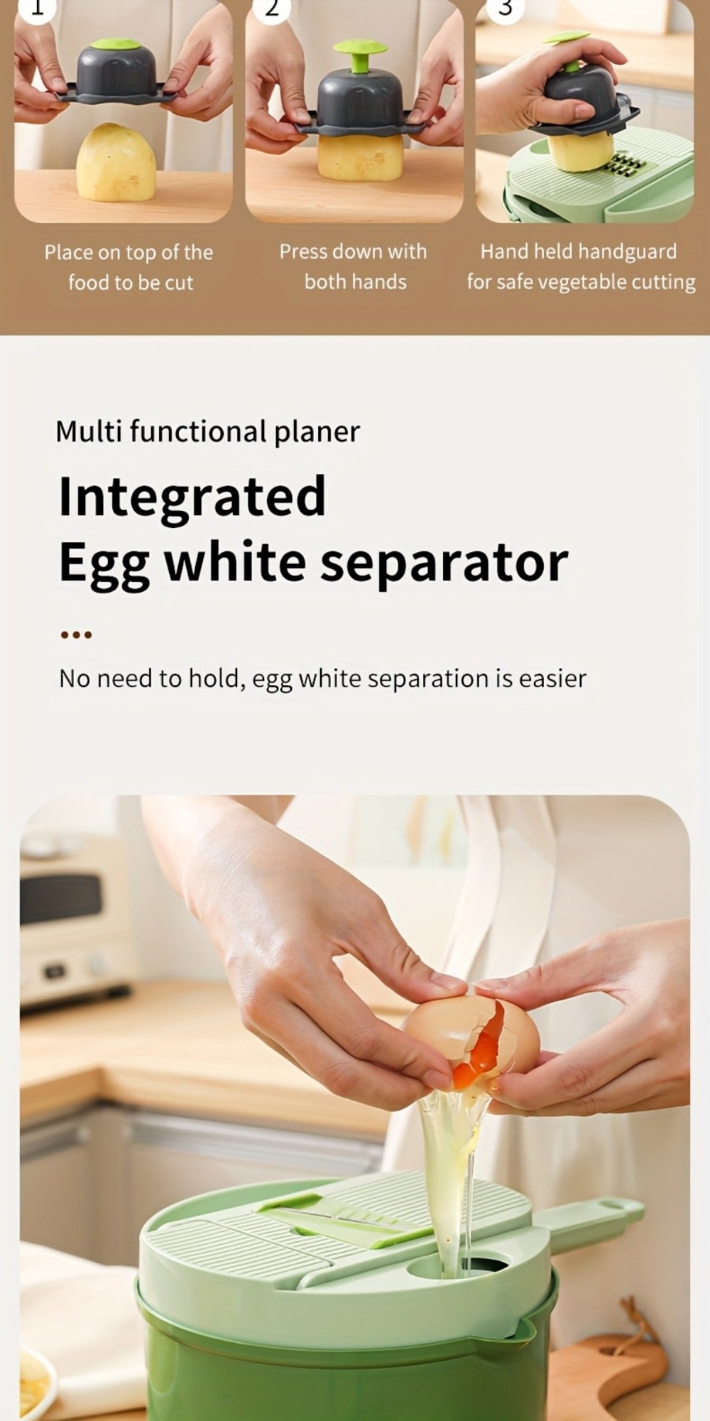 Vegetable Chopper 16-in-1 Manual Food Processor with Container, Onion Dicer, Potato Slicer, Garlic Mincer