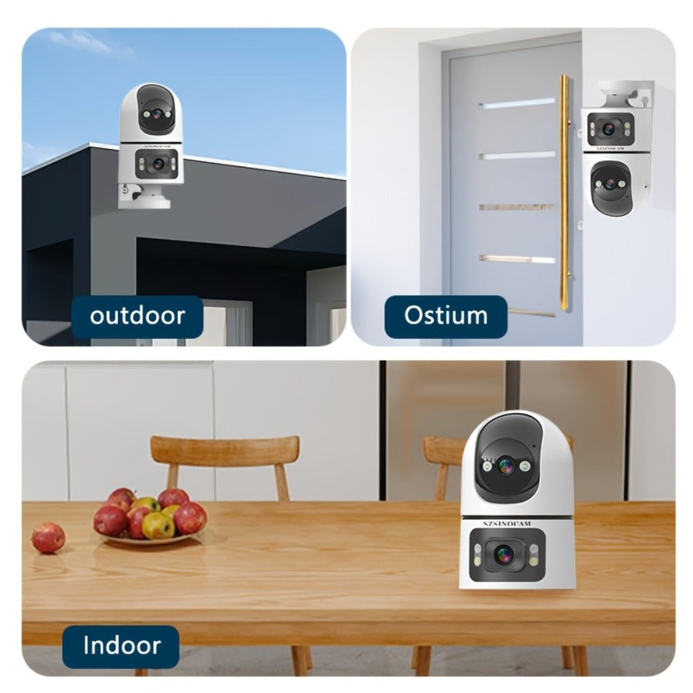 Security Camera QW2 Dual-Lens Outdoor PTZ Model with IP66, Auto Tracking, Two-Way Audio and Four Pack Options