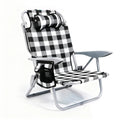 Folding Beach Chair Lay Flat Camping Chair for Adults 4 Position Adjustable Backpack Chair with Cup Holder Towel Bar Cooler Pouch