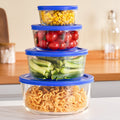 4-Pack Glass Food Storage Bowls with Lids Set of 4 Sizes 1 2 4 7 Cup Borosilicate Glass Meal Prep Containers Microwave Dishwasher Freezer