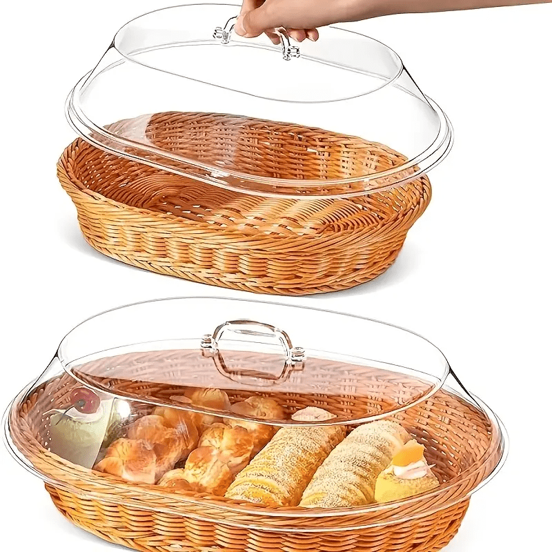 Woven Bread Basket in Square or Round Shape for Serving Bread, Fruit, Desserts and Snacks at Home or on the Dining Table