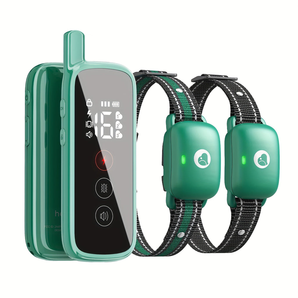 Dog Training Collar Green Remote Set with 730-Meter Range, Three Cue Modes and Two- or Three-Receiver Options