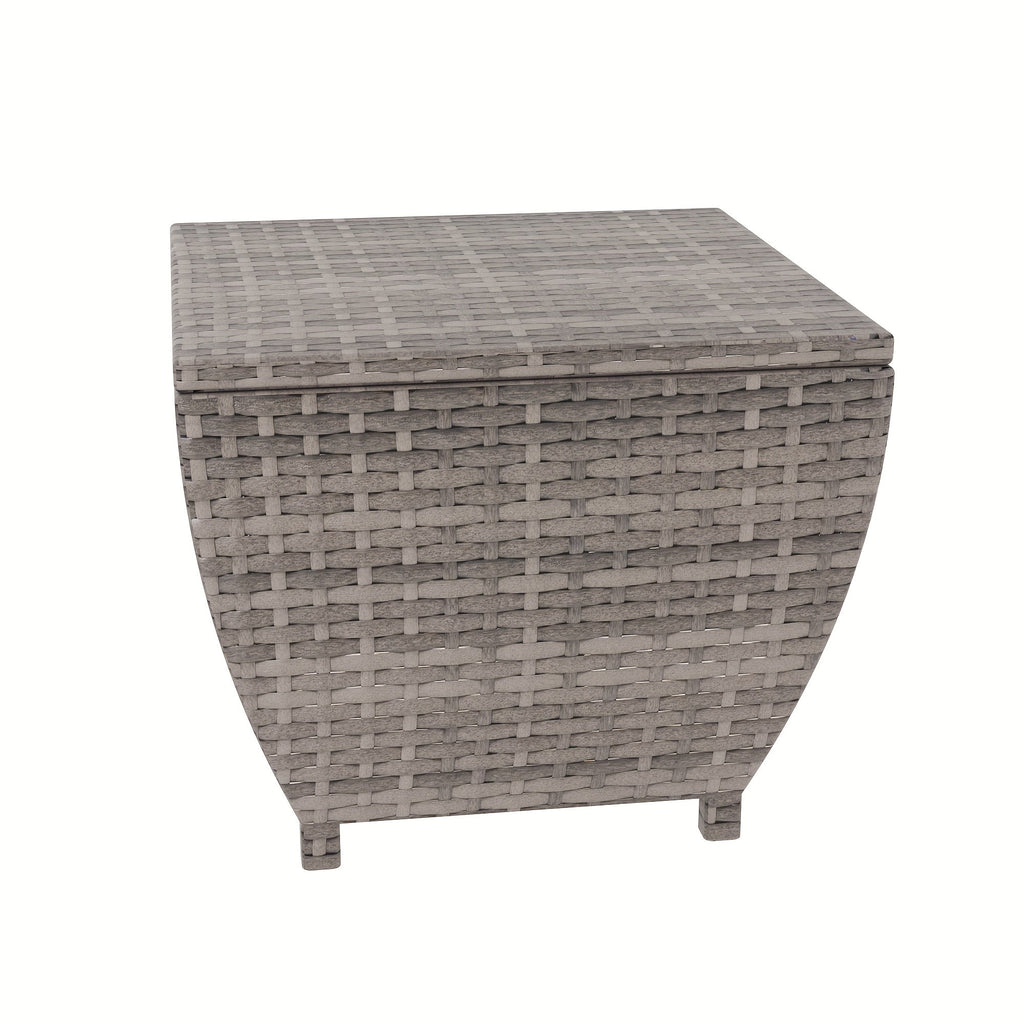PE Wicker-Look Outdoor Storage Side Table with Flip-Top Lid and Brown, Gray or Black Options