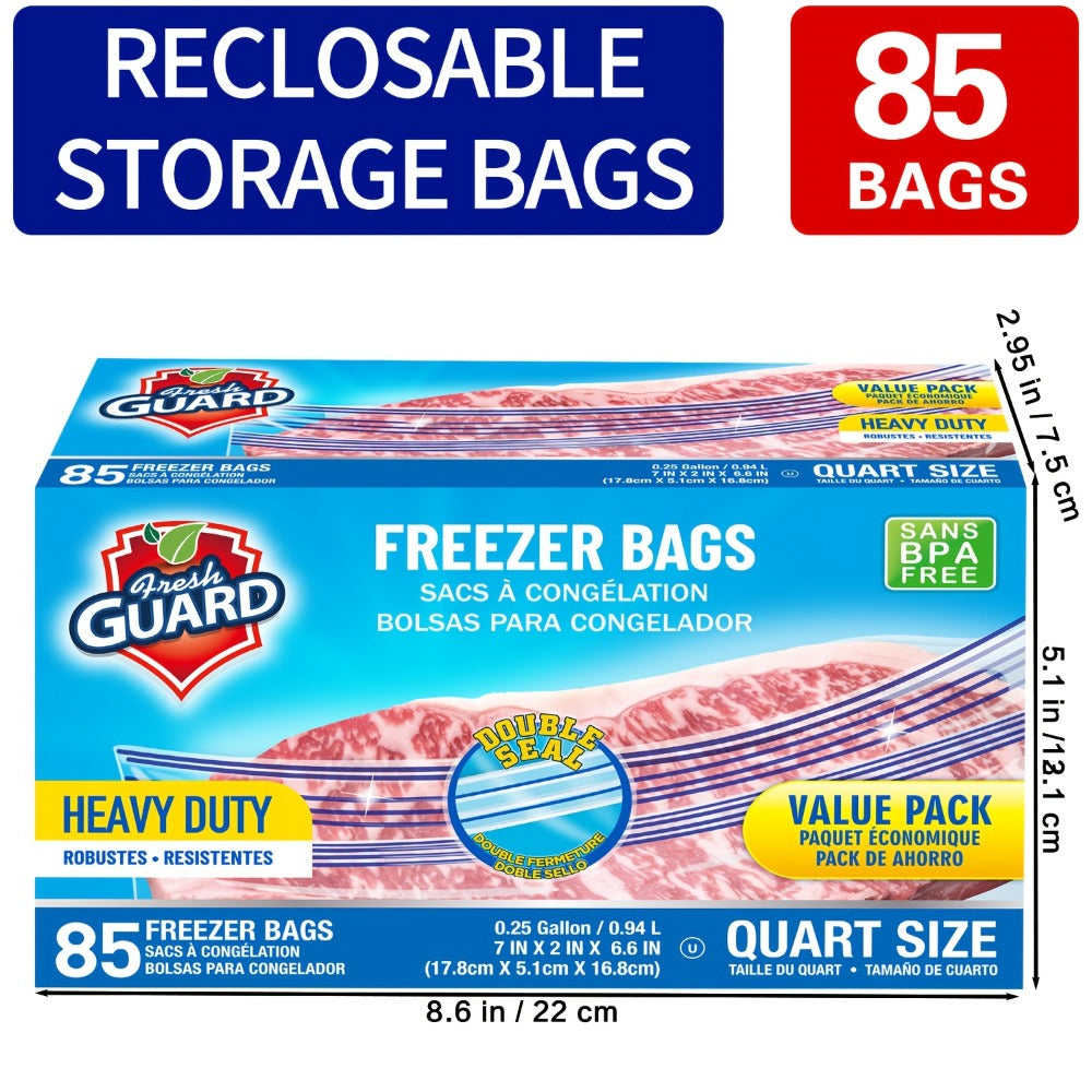 Reclosable Food Storage Bags Heavy Duty Ziplock Seal Fresh-Keeping Bags for Fruits Vegetables Grains Meat Kitchen Organizer Multiple Sizes