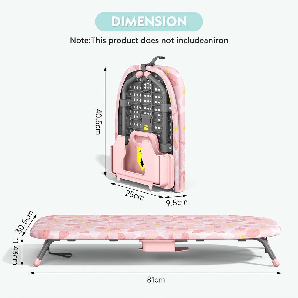 Tabletop Ironing Board with Iron Holder - Compact Portable Mini Ironing Board with Feet, Heat Resistant Cover