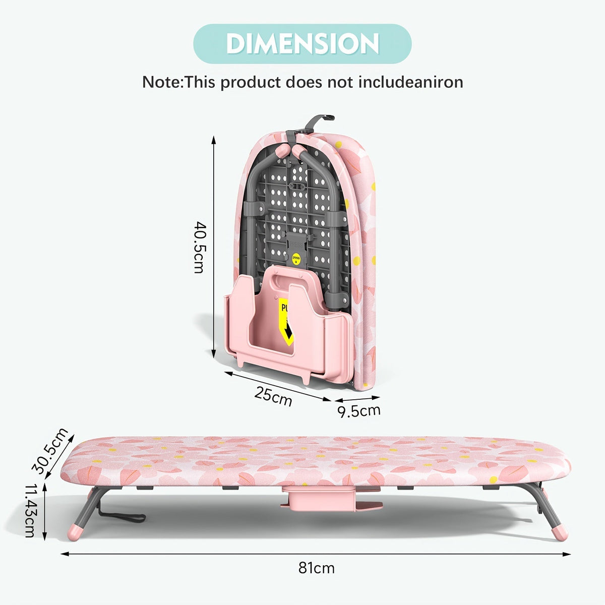Tabletop Ironing Board with Iron Holder - Compact Portable Mini Ironing Board with Feet, Heat Resistant Cover