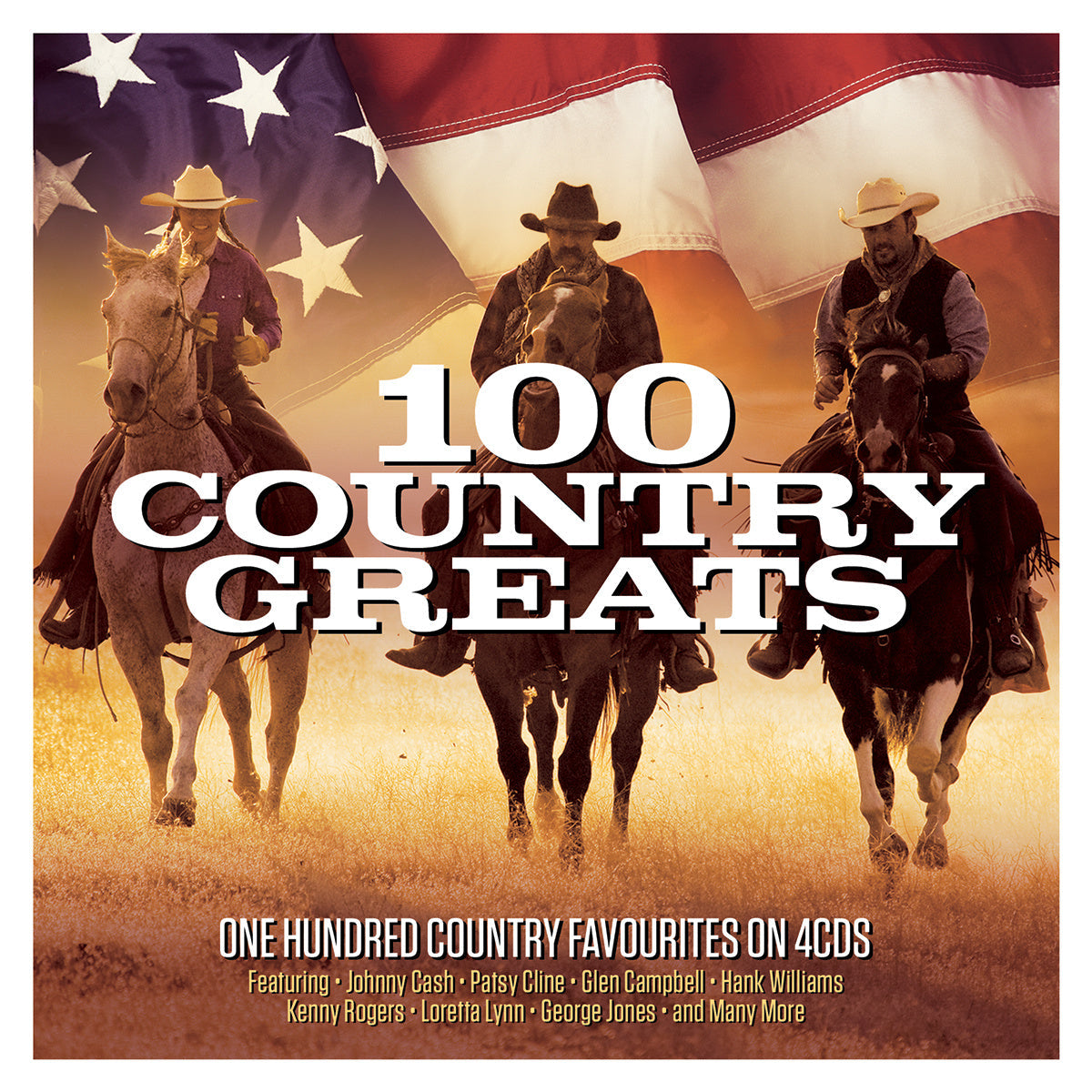 100 Country Greats Music CD Collection, Physical Four-Disc Various-Artist Set with 100 Country Selections