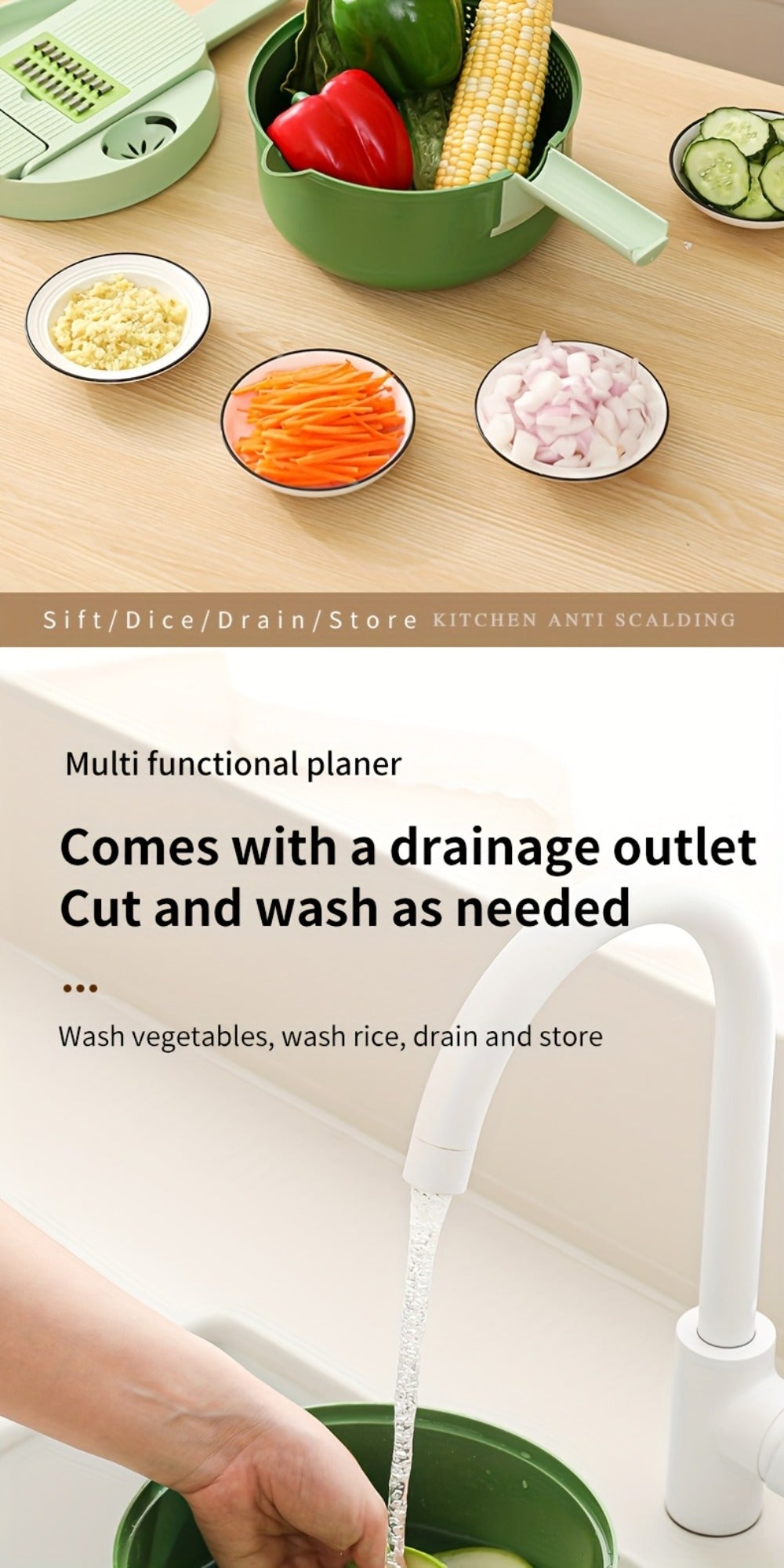 Vegetable Chopper 16-in-1 Manual Food Processor with Container, Onion Dicer, Potato Slicer, Garlic Mincer
