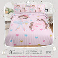 Pink Pony and Princess Print Three-Piece Bedspread Set with 67 x 90-Inch Cover and Two 20 x 28-Inch Shams