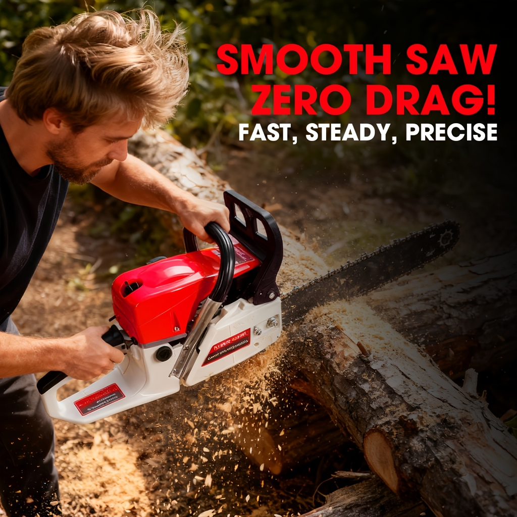 62CC Gas Chainsaw with 20-Inch Guide Bar in Five Red and Orange Checkout Configuration Options