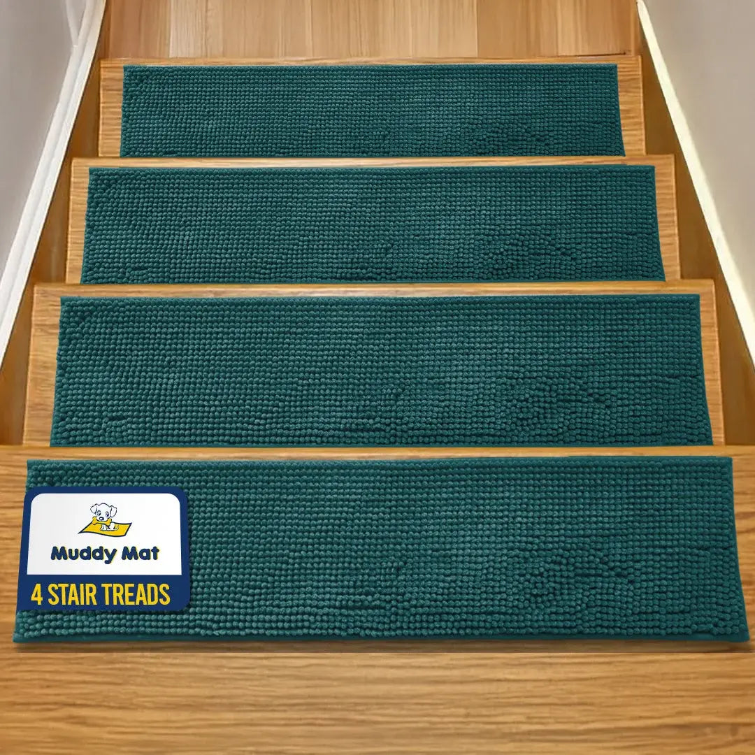 Machine-Washable Dog Stair Runner Treads, 30" x 7" - 4 pack / Atlantic Blue
