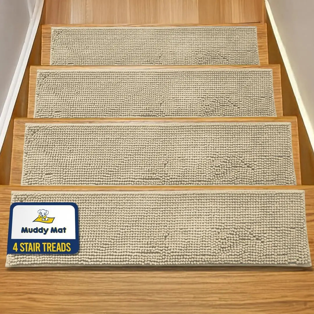 Machine-Washable Dog Stair Runner Treads, 30" x 7" - 4 pack / Beige