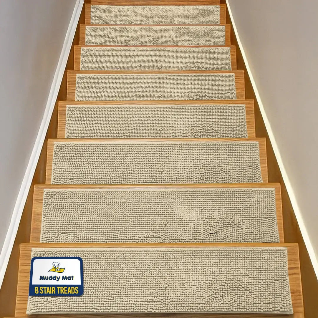 Machine-Washable Dog Stair Runner Treads, 30" x 7" - 8 pack / Beige