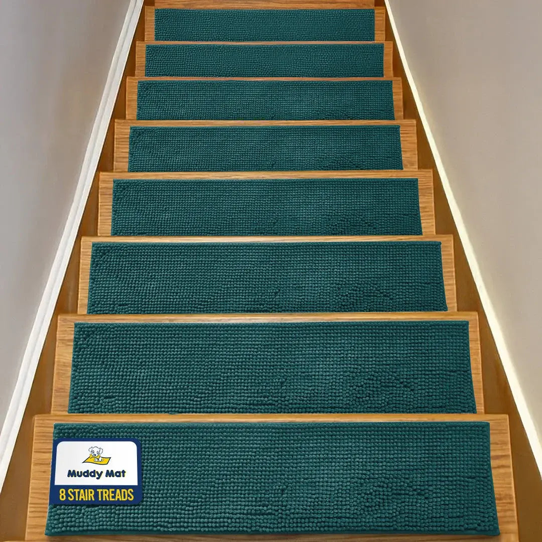 Machine-Washable Dog Stair Runner Treads, 30" x 7" - 8 pack / Atlantic Blue