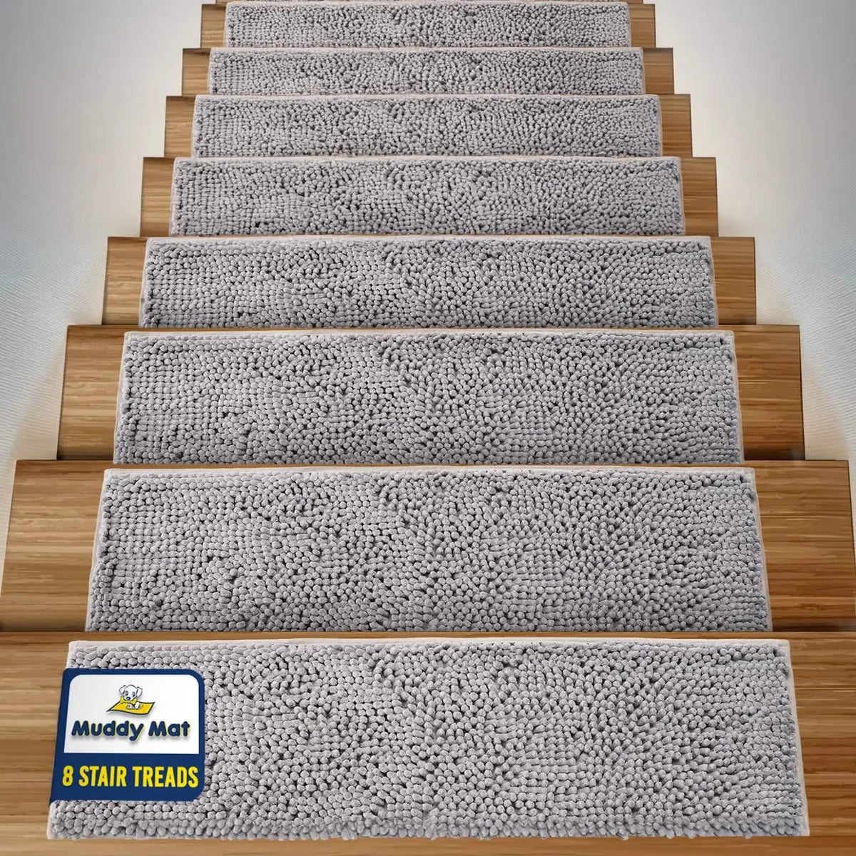 Machine-Washable Dog Stair Runner Treads, 30" x 7" - 8 pack / Grey