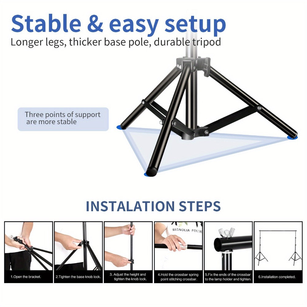 10x7ft Adjustable Backdrop Stand Kit for Photo Studio – Background Support System with 2 Stands, 4 Crossbars