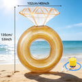 Giant Engagement Ring Pool Float, 49 x 31-Inch Inflatable in Gold, White or Pink for Bridal Pool Parties
