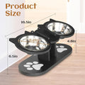Elevated Cat Bowl Stand with Tilted Stainless Steel Bowls – Adjustable Raised Feeder, Anti-Spill, Black Wood Base for Cats & Small Dogs