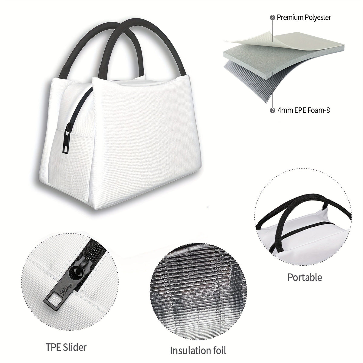 Retro Insulated Lunch Cooler Bag 11"x6.3"x6.7" Portable Reusable Independence Day Themed Leakproof Lunch Box for Camping Picnic Beach Office