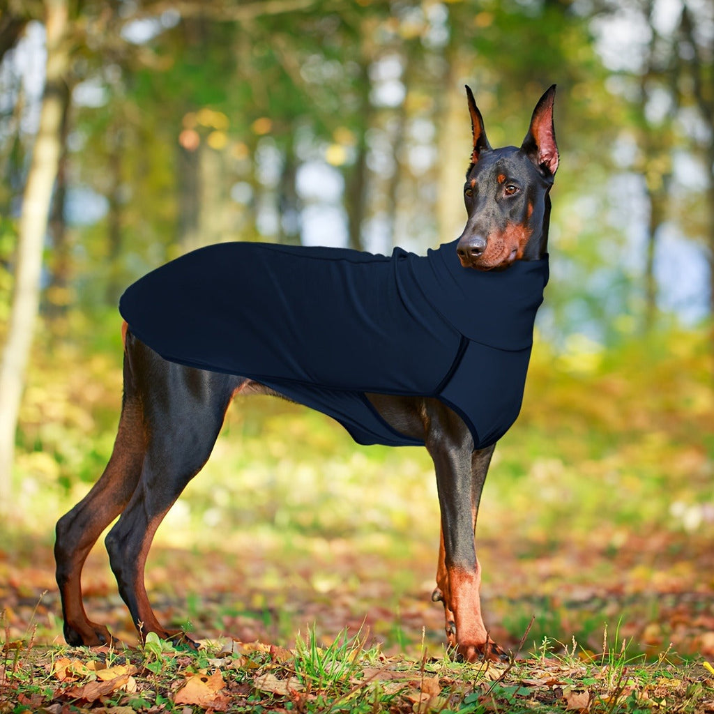 High Neck Dog Coat Warm Pullover – Solid Color Woven Polyester Pet Jacket, Machine Washable, All-Season Fall & Winter Dog Apparel