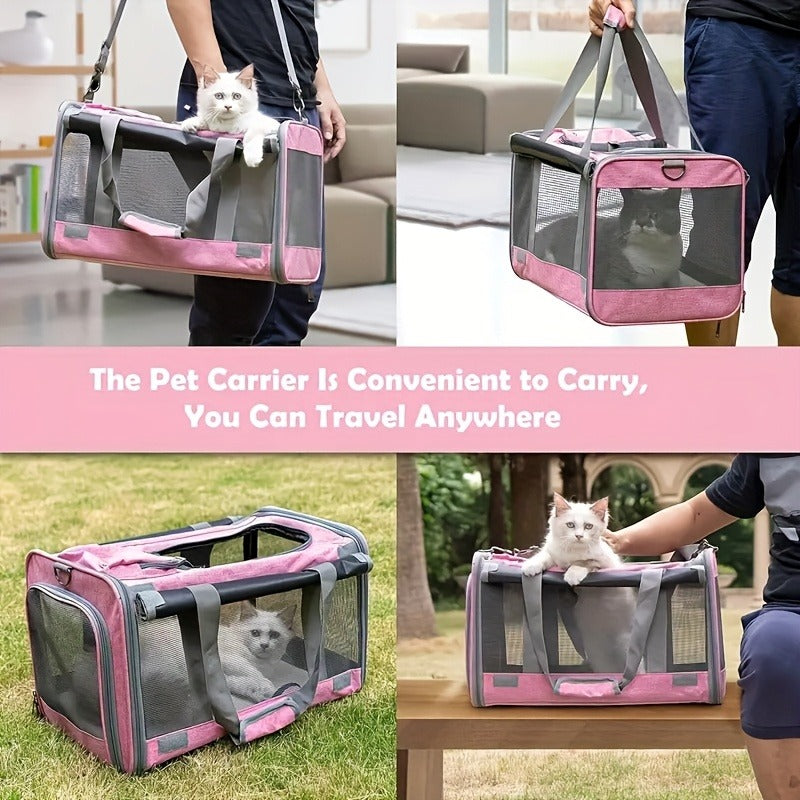 Soft-Sided Mesh-Panel Pet Carrier with Privacy Cover and Nine Color or Accessory Bundle Options