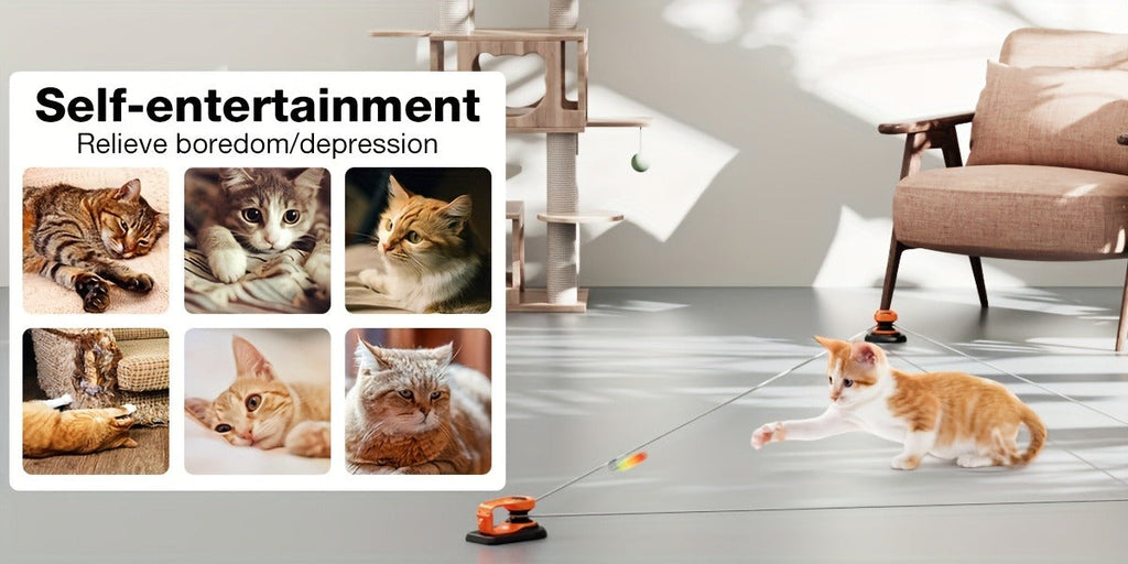 Interactive Cat Toy Auto & Remote Control – Electric Feather Mouse Lure Coursing Machine with DIY Track, Mouse Sounds, Auto Timer