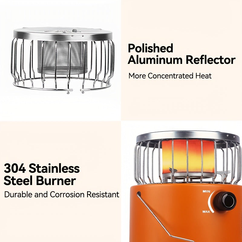 Portable Propane Camping Stove Heater 9000 BTU, 3-in-1 Indoor Outdoor Gas Burner with Adjustable Flame
