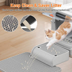 TEKEPL 68L Cat Litter Box with Stainless Steel Basin and Modular Enclosed, Semi-Open or Open Configuration