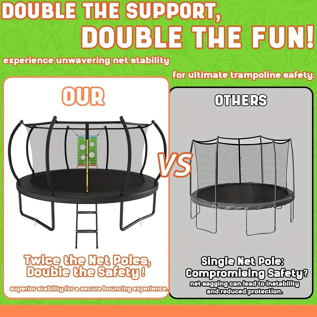 Outdoor Trampoline with Safety Enclosure Net Football Toss Game 8 10 12 14FT Round Backyard Trampoline for Kids Adults Indoor Outdoor Party