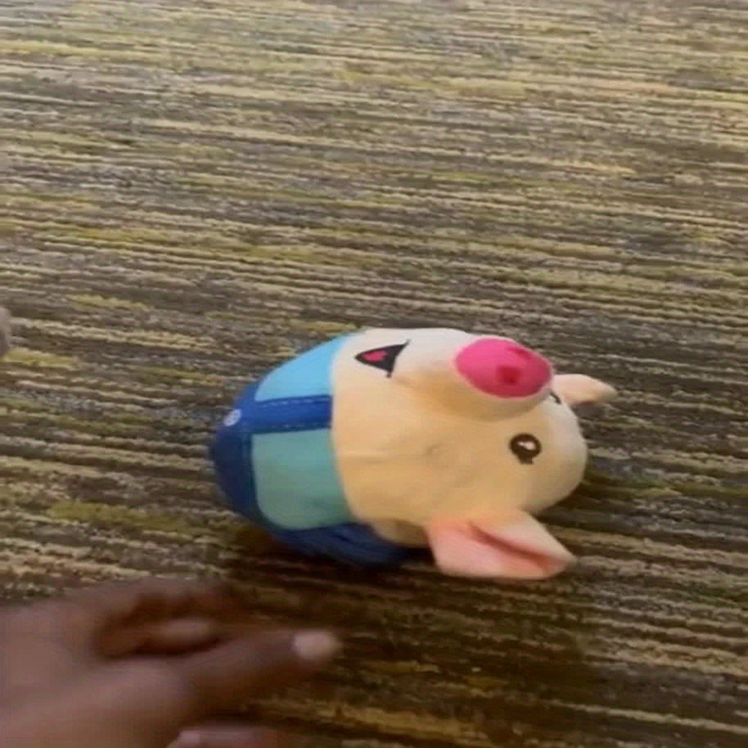 Electronic Rolling Dog Toy Ball – USB Rechargeable Cartoon Pig Plush Toy with Jumping Vibration & Sound, Automatic Self-Moving Washable