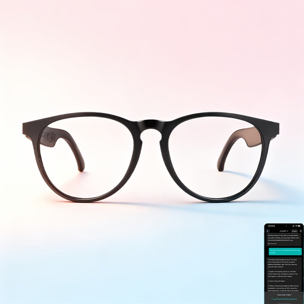 Smart Glasses 164-Language Translation Eyewear with Bluetooth Music, Calls and Multiple Black or Pink Frames