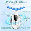 Face & Neck Massager 7-in-1 LED Light Therapy USB Rechargeable - Multifunctional Facial Lifting Wrinkle for Home or Salon Spa Use