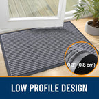Door Mat 2-Pack Indoor Outdoor Welcome Entryway Rug Non-Slip Low Profile Polyester Floor Mat for Front Door Patio Porch Mudroom