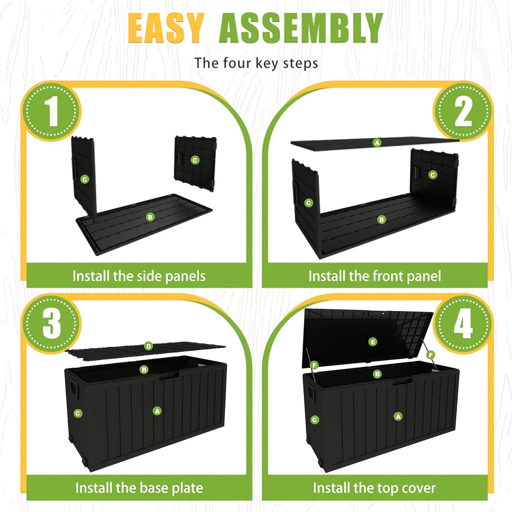 Deck Box Outdoor, Lockable Pool Patio Garden Tool Storage for Garden, Patio and Yard Use, with the Listed Configuration