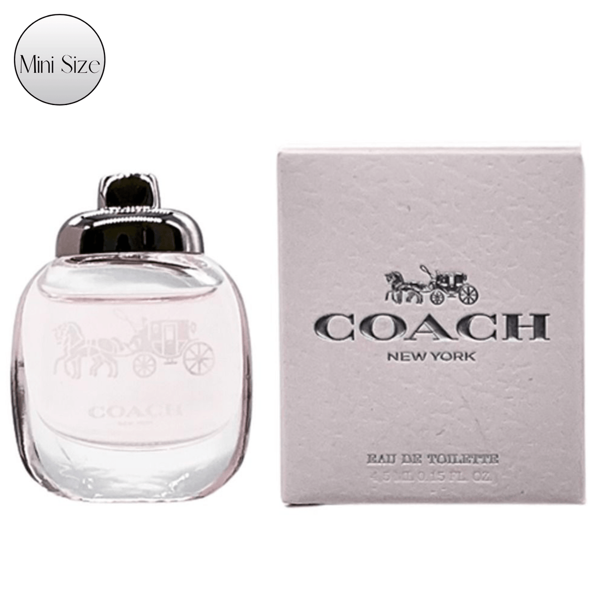 Eau de Toilette Coach New York for Women 4.5ml Mini Bottle with Silver Cap and Pink Boxed Presentation
