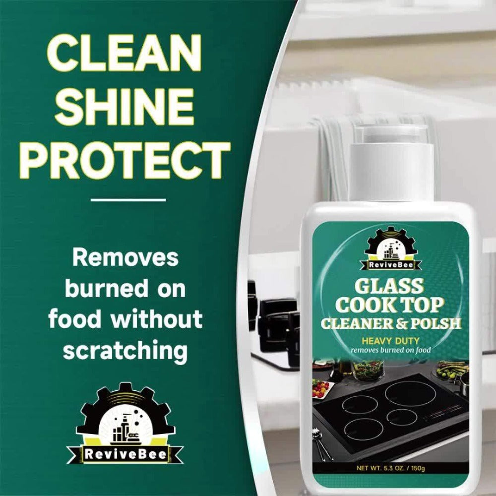 Glass Stovetop Cleaning Paste – Heavy Duty Cooktop Cleaner Cream, Removes Burnt-On Grease, Oil Stains & Food Residue from Stove Tops