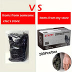 ZTVZTV Black Nitrile Disposable Gloves in 200-Piece Packs with Four Size Options from S to XL