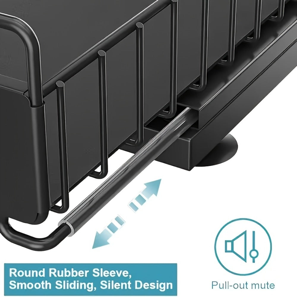 Two-Tier Sliding Under-Sink Organizer in Black, White or Gray with One- or Two-Pack Options