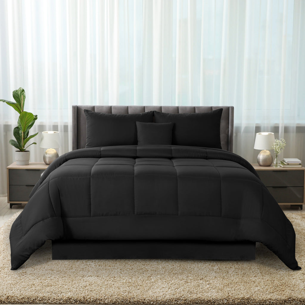 5-Piece Comforter Set, Down Alternative Reversible Quilted Bedding with Bed Skirt & Pillow Shams
