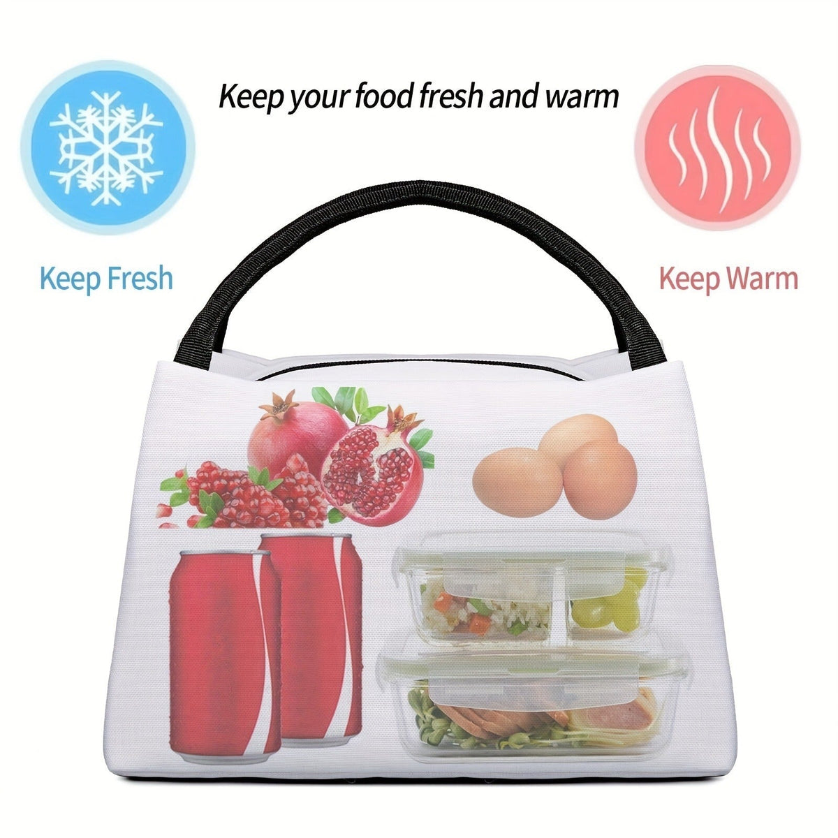 Retro Insulated Lunch Cooler Bag 11"x6.3"x6.7" Portable Reusable Independence Day Themed Leakproof Lunch Box for Camping Picnic Beach Office