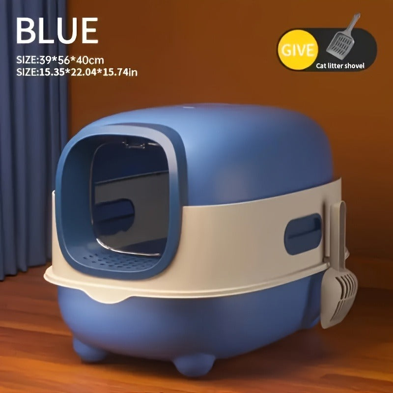 Enclosed Cat Litter Box with Odor Control – Foldable Top Entry Design, Splash-Proof Walls, Compact Size for Small Spaces