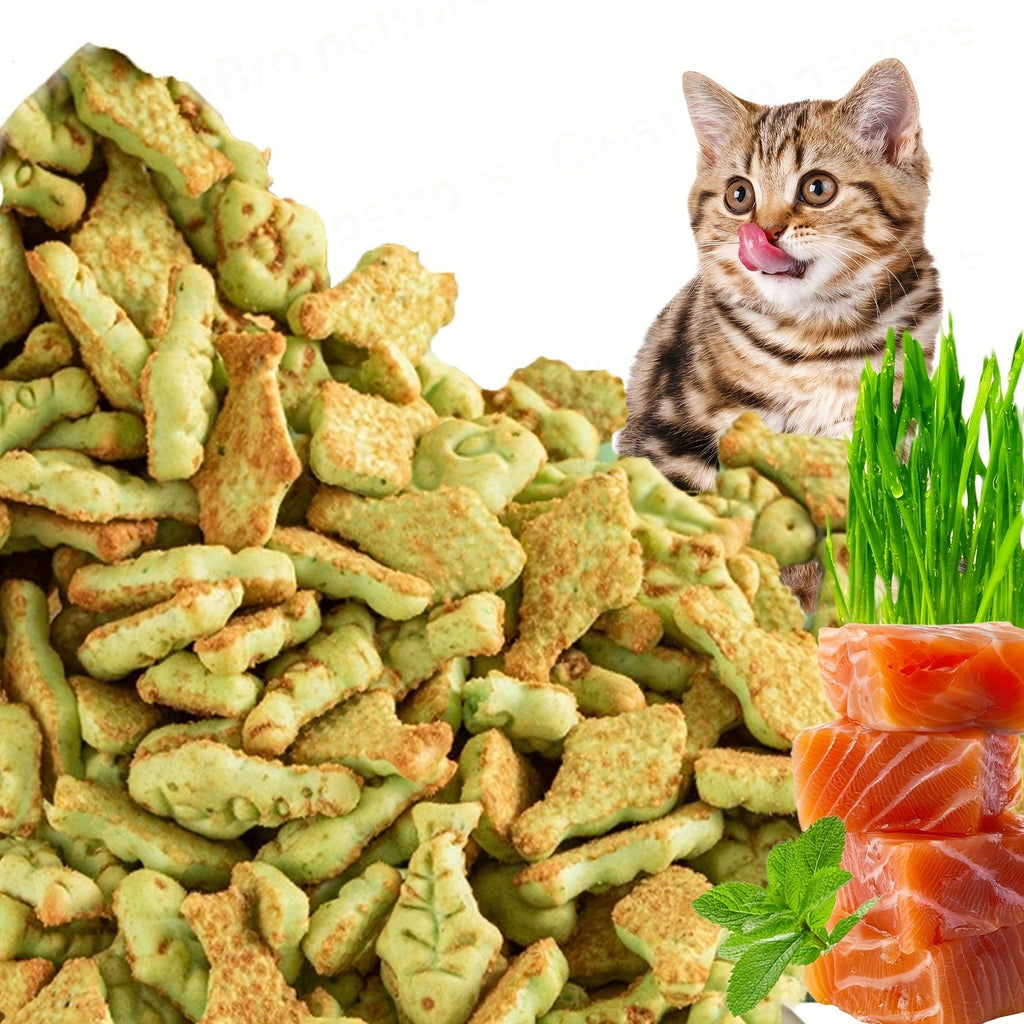 Catnip Cat Treats 150g – Catnip Cookie & Catgrass Molar Stick, Dried Fish Snack for Cats, Teeth Cleaning Dental Chew